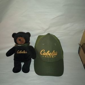 Official Cabela's Club Trucker Hat Adjustable Embroidered With Black Bear Plush